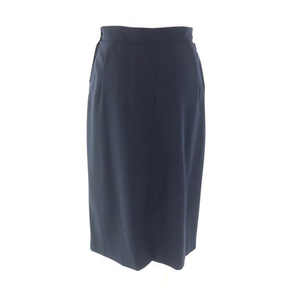 Hermes Vintage Margiela Period Knee Length Tight Skirt With H Button Navy 36