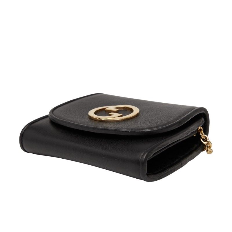 Gucci Interlocking G Blondy Medium Chain Wallet Shoulder Bag 725219 Black