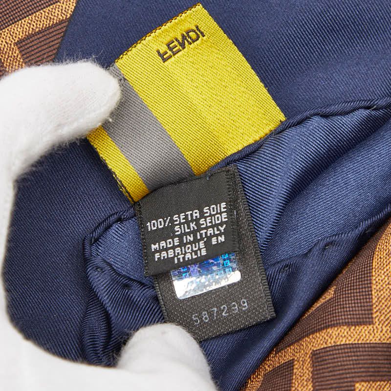 Fendi Zucca Brown Navy Silk Women's Fendi