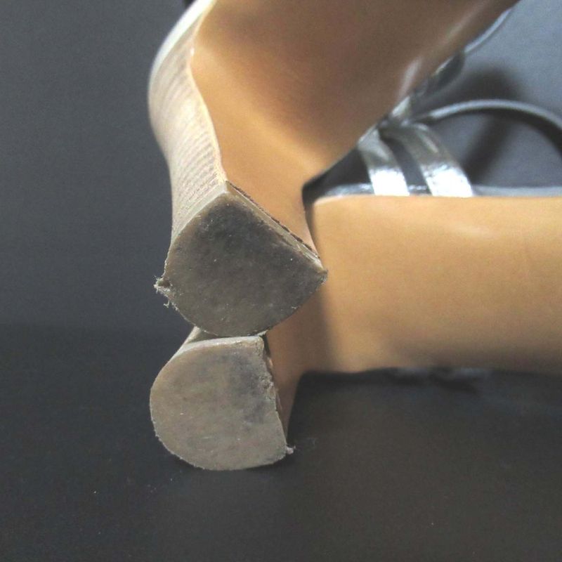 Celine High Heel Ankle Strap Sandals Size 35 Approx 22cm (8.66in) Silver Color