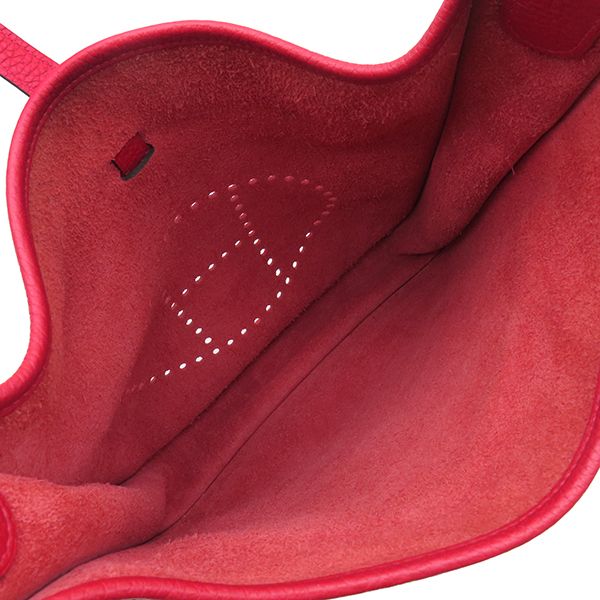 Hermes Shoulder Bag Evelyn 3 PM Taurillon Clemence Rouge Cazac Silver Hardware