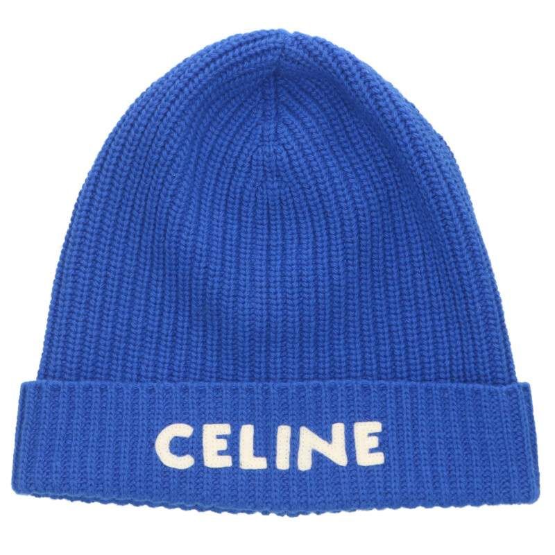Celine 2a25r423p Logo Patch Knit Hat Men's