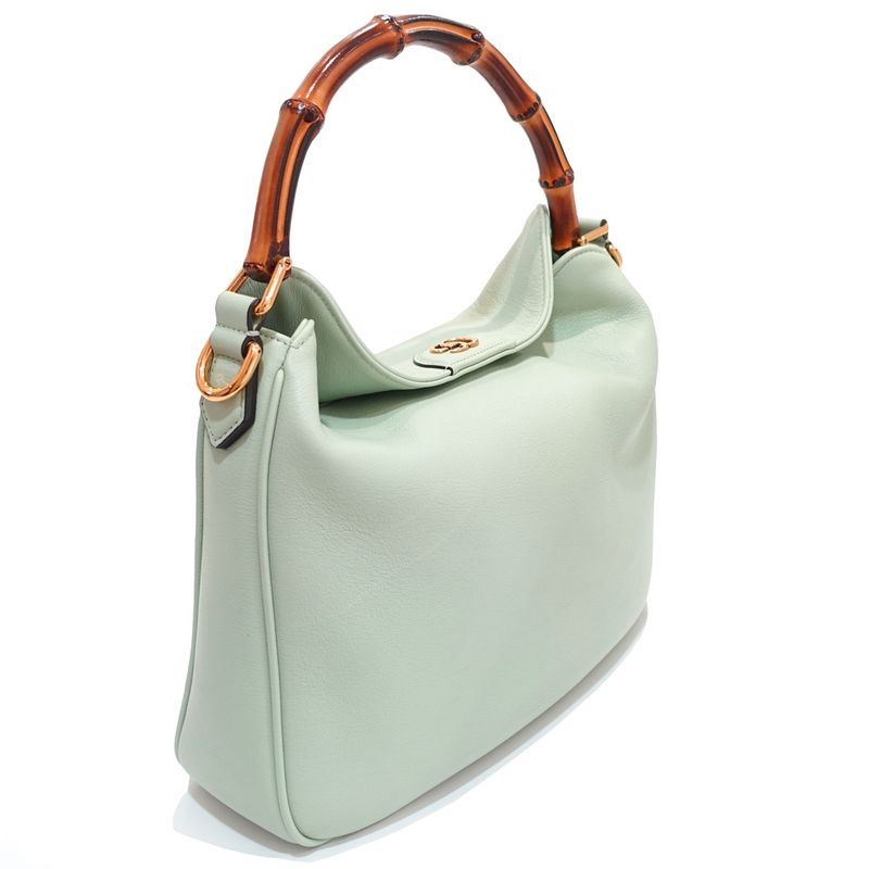 Gucci Diana Bamboo Handbag 746124 Double G Leather Mint Green Gold