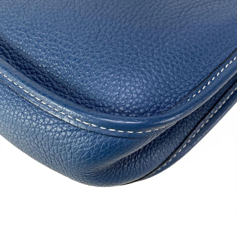 Hermes Shoulder Bag Evelyn TPM Blue Silver Hardware