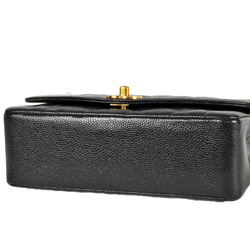 Chanel Diana 22 Single Flap Chain Shoulder Bag Caviar Skin A01164 Black Gold