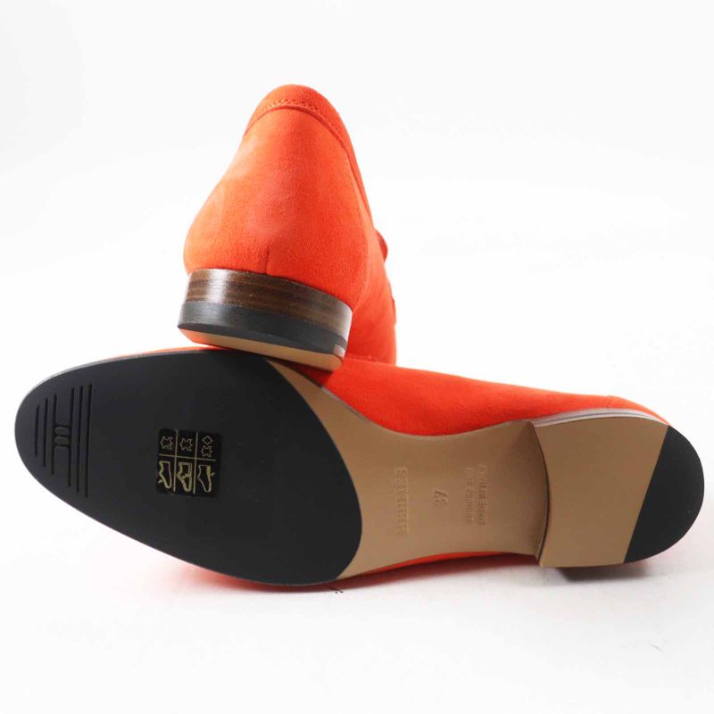 Hermes Moccasins Paris Constance Chevre Velours Loafers Orange 37 With Box And