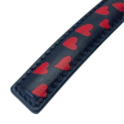 Christian DIOR I Love Paris Belt Slim Small Heart Pattern Logo Total Leather