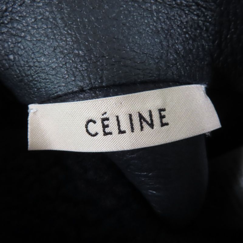 Celine 2 8h34/4238 Phoebe Philo Egg Crombie Reversible Mouton Coat Dark Navy 38