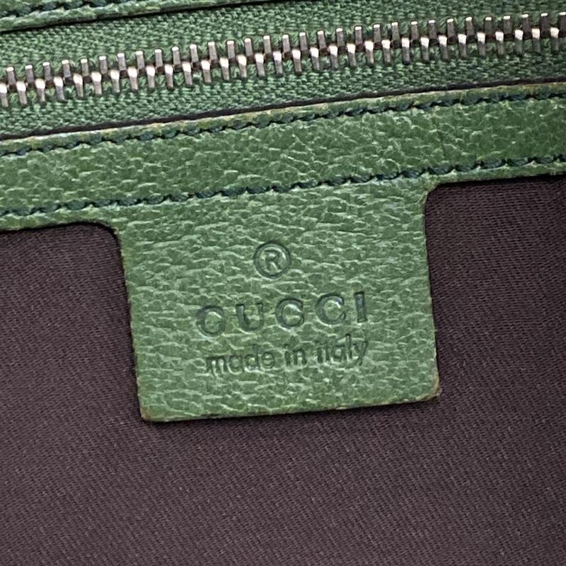 Gucci Shoulder Bag GG Patternbamboo 131036 Beige Dark Brown And Green Leather