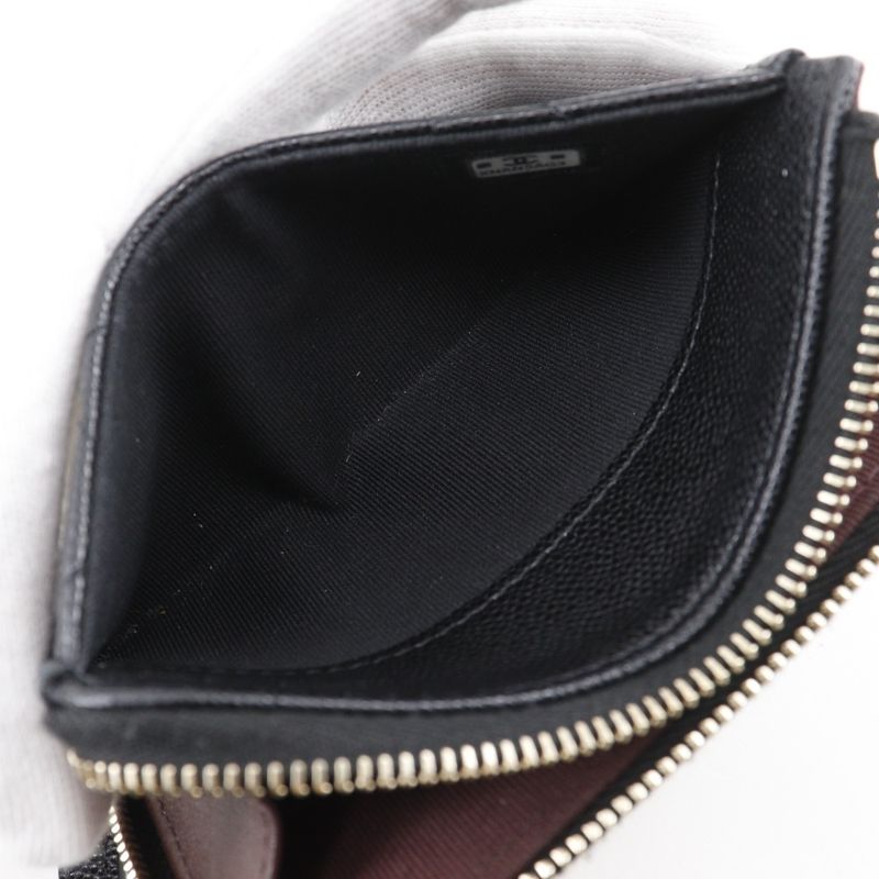 Chanel Matelasse L-shape Zipper Fragment Case Caviar Skin Black Ladies Coin Case