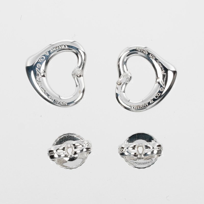 Tiffany & Co Open Heart Silver 925 Ladies 1.87g Earrings