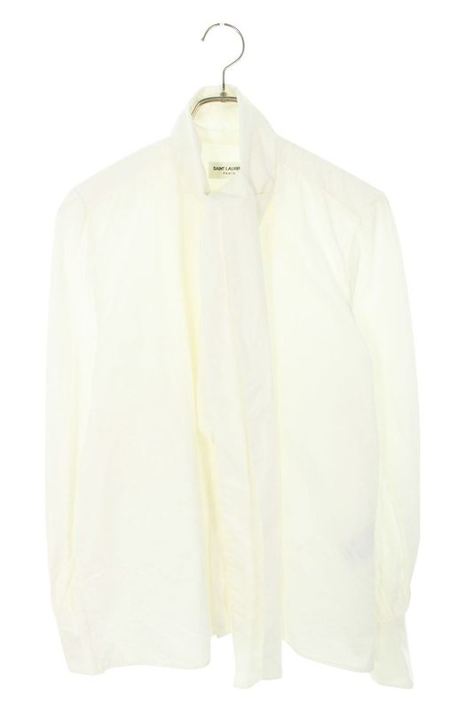 Saint Laurent Paris 23AW 761062 Y1h68 Bishop Sleeve Lavalier Neck Bow Tie Long