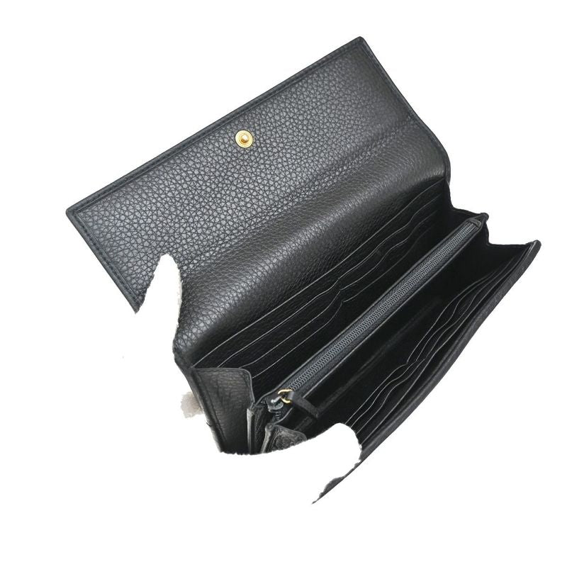 Gucci Long Wallet Fold Wallet Leather Black 65kb005