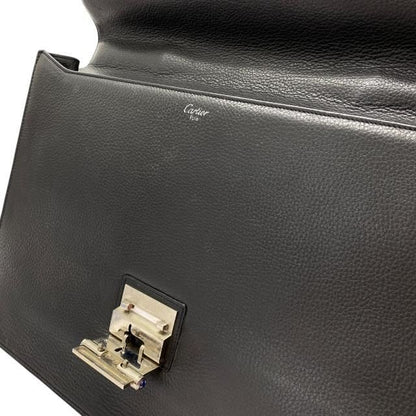 Cartier Pasha Deux Business Bag Briefcase Handbag Calfskin Black