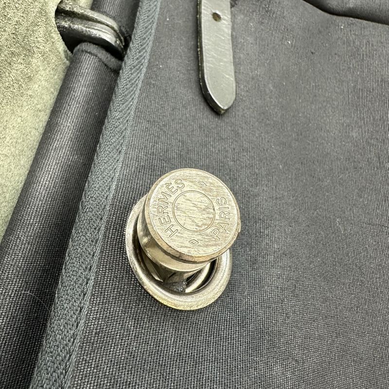 Hermes Yale Bag PM Canvas 2WAY Replaceable Shoulder Bag Handbag Black Ladies Men