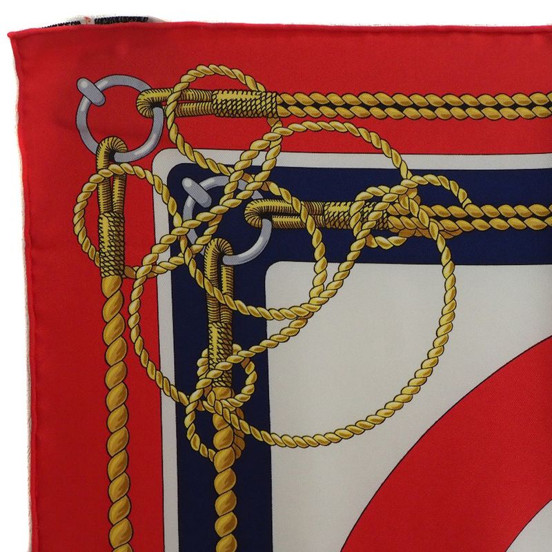 Hermes Carré 90 Chateaux D'arriere Stern Silk Red Women's Scarf
