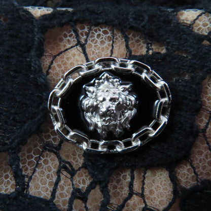 CHANEL P64618v60643 100% Silk Lined Full Lace Skirt With Lion Hardware Black 38