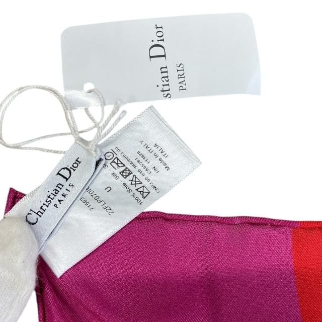 Christian DIOR 22flp070i615 2022 Flower Pop Scarf Silk Red Blue Pink