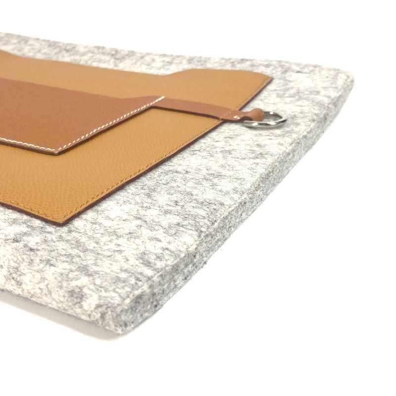 Hermes Clutch Bag Toudou 37 Felt Gray