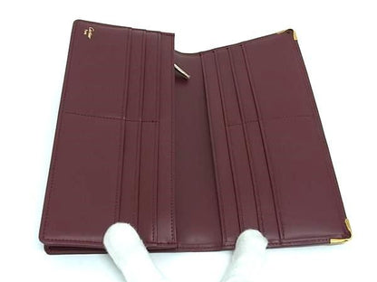 Cartier Mustline Leather Foldable Long Wallet With Coin Purse Bordeaux Ff1266