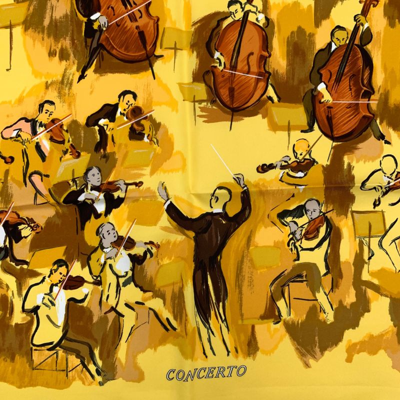 Grade Hermes Carre 90 Concerto Scarf Yellowish