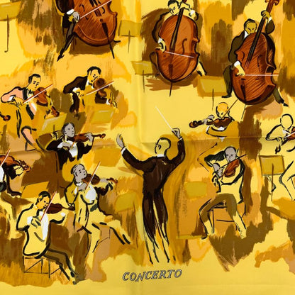 Grade Hermes Carre 90 Concerto Scarf Yellowish