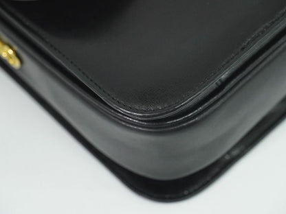 Authentic Celine Carriage Hardware Shoulder Bag Leather Black Bag Pre-owned