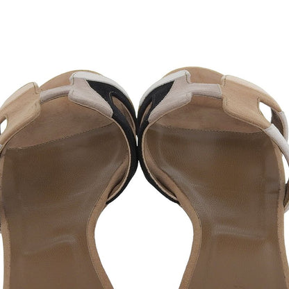 With Box Hermes Current Tag Oazis Pastel Patchwork Suede Leather Mules Sandals