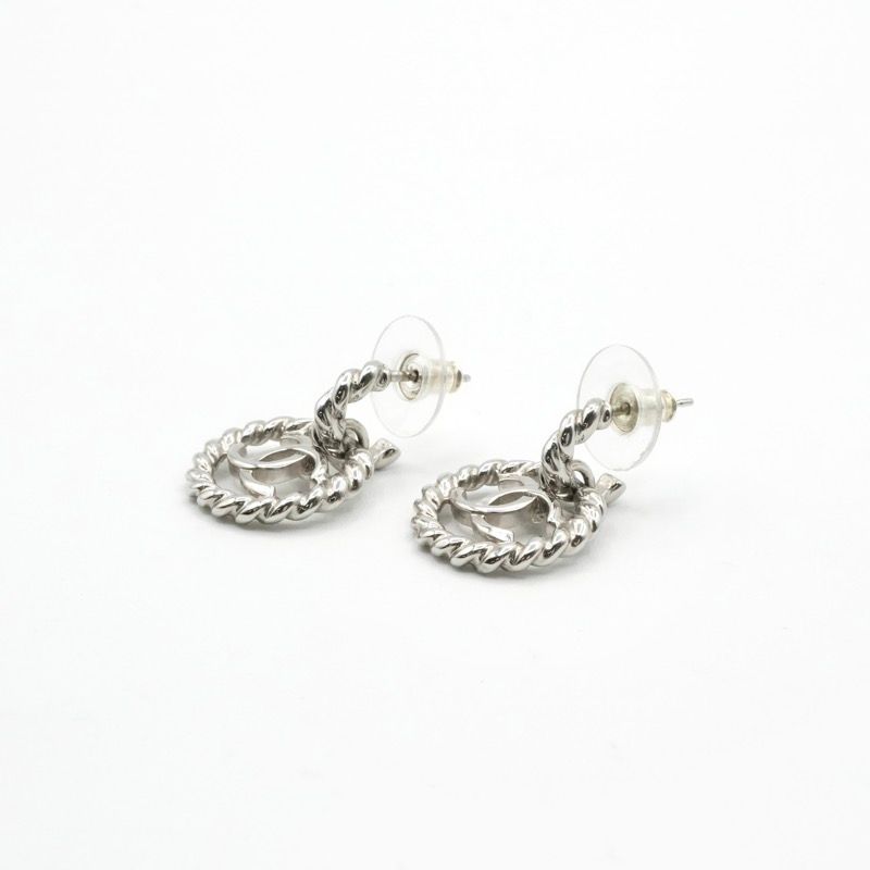 Chanel Earrings Earring Silver Coco Mark Circle