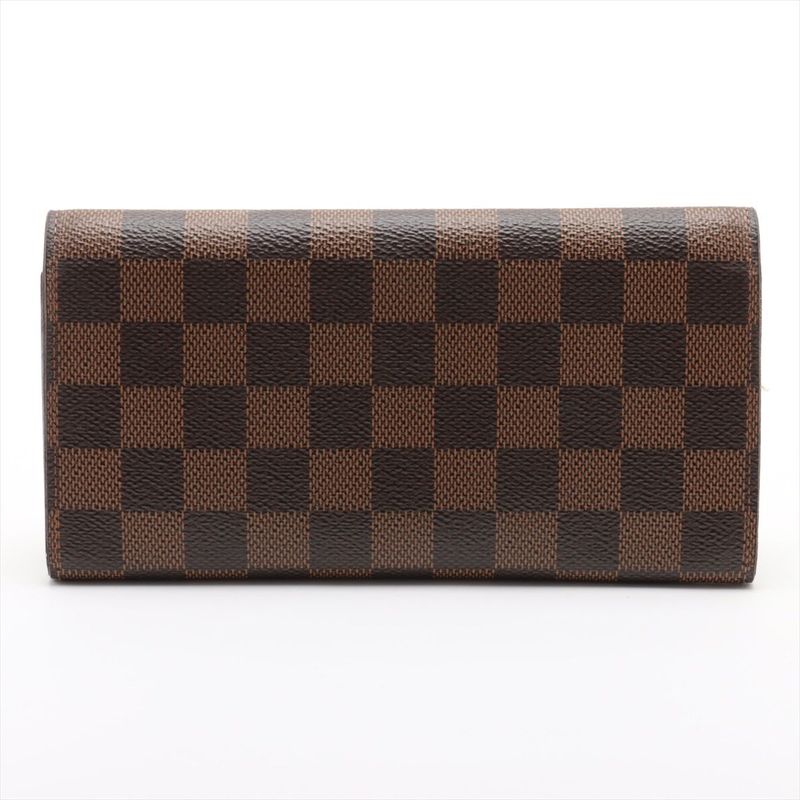 Louis Vuitton Damier Portefeuille Emilie Zipper Long Wallet N63544 Ebène Brown