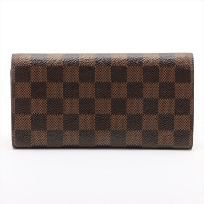 Louis Vuitton Damier Portefeuille Emilie Zipper Long Wallet N63544 Ebène Brown