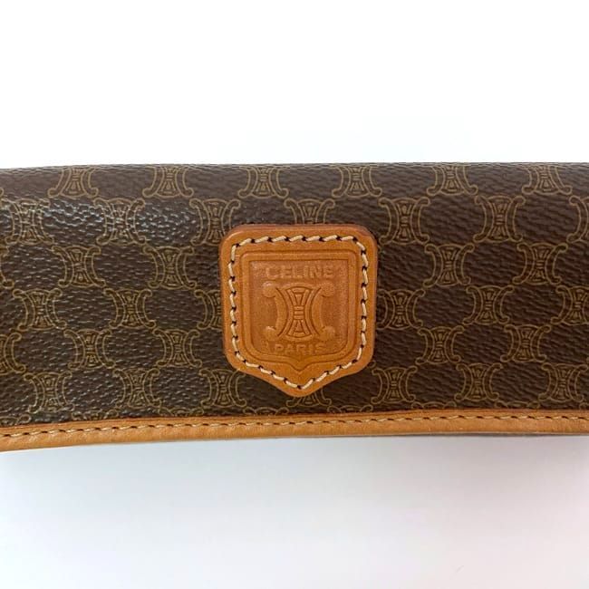 Celine Pouch Ec21594 Brown Macadam PVC Leather