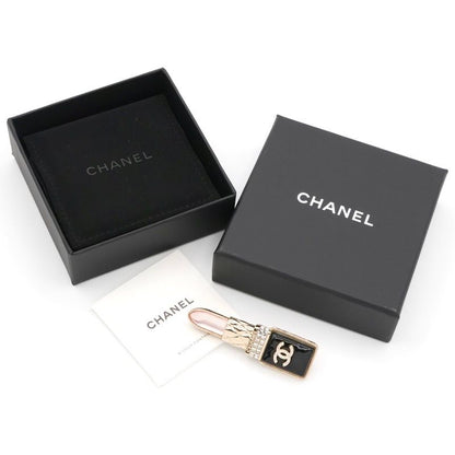 Chanel Brooch Corsage Gold Black Pink Here Mark Rhinestone Lip Motif