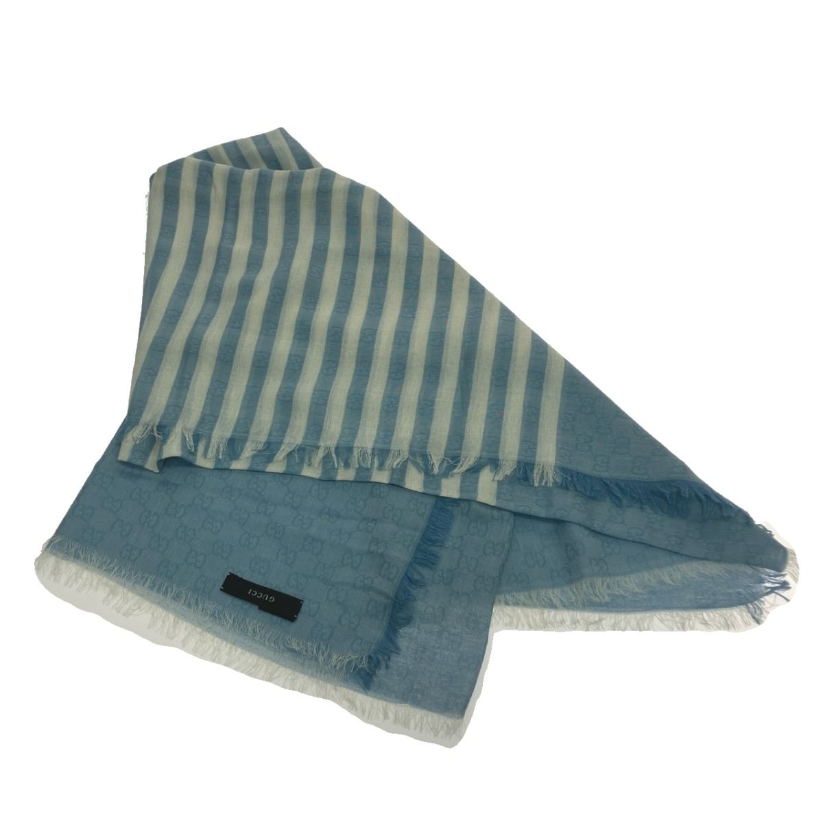Gucci Striped Cotton Stole Sky Blue X White