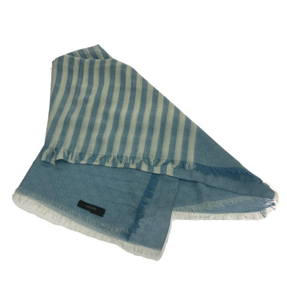 Gucci Striped Cotton Stole Sky Blue X White