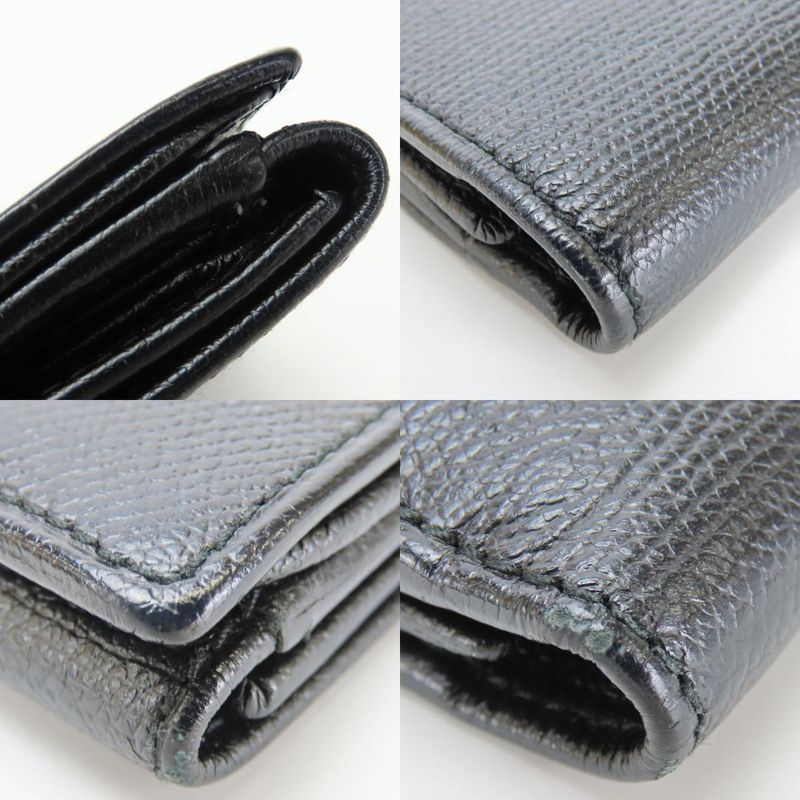 Chanel Long Wallet Coco Button Leather Black Fold Double Hook Coco Mark Ladies