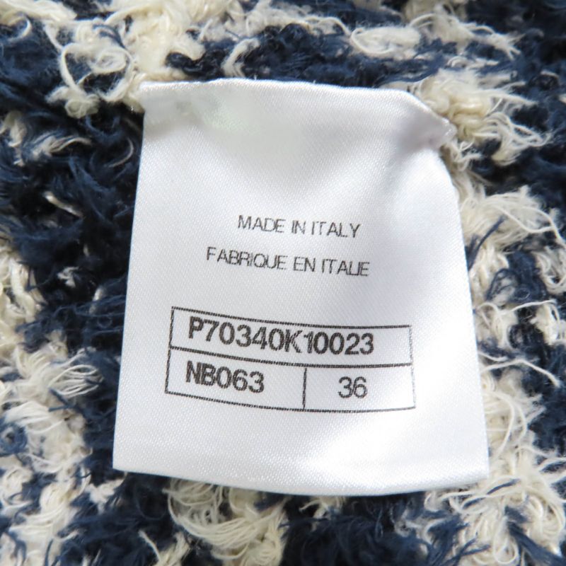 CHANEL P70340k10023 Linen Cotton Coco Button Tweed Jacket Navy 36 Made In Italy