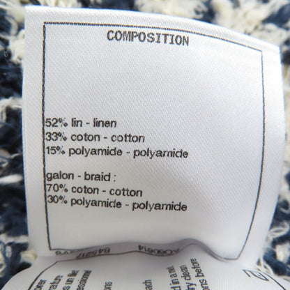 CHANEL P70340k10023 Linen Cotton Coco Button Tweed Jacket Navy 36 Made In Italy