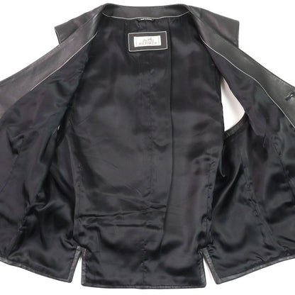 Hermes 18AW H843030ha0250 Lambskin Leather Gilet Vest Black 50 Hanger Made In