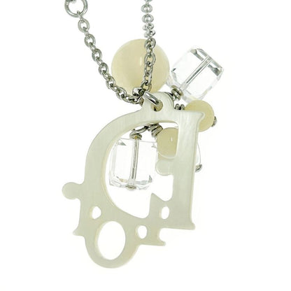 Christian Dior Metal Dior Logo Shell Heart Necklace Women Silver 343594 Necklace