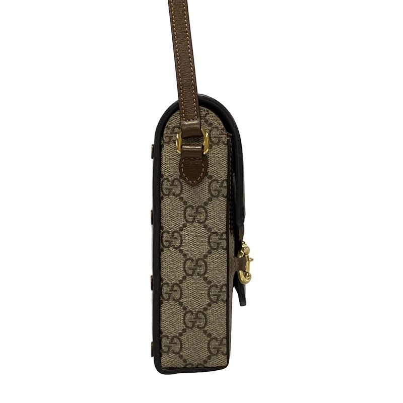 Gucci Shoulder Bag GG Plus GG Supremehorsebit 625615 Beige And Dark Brown Mini