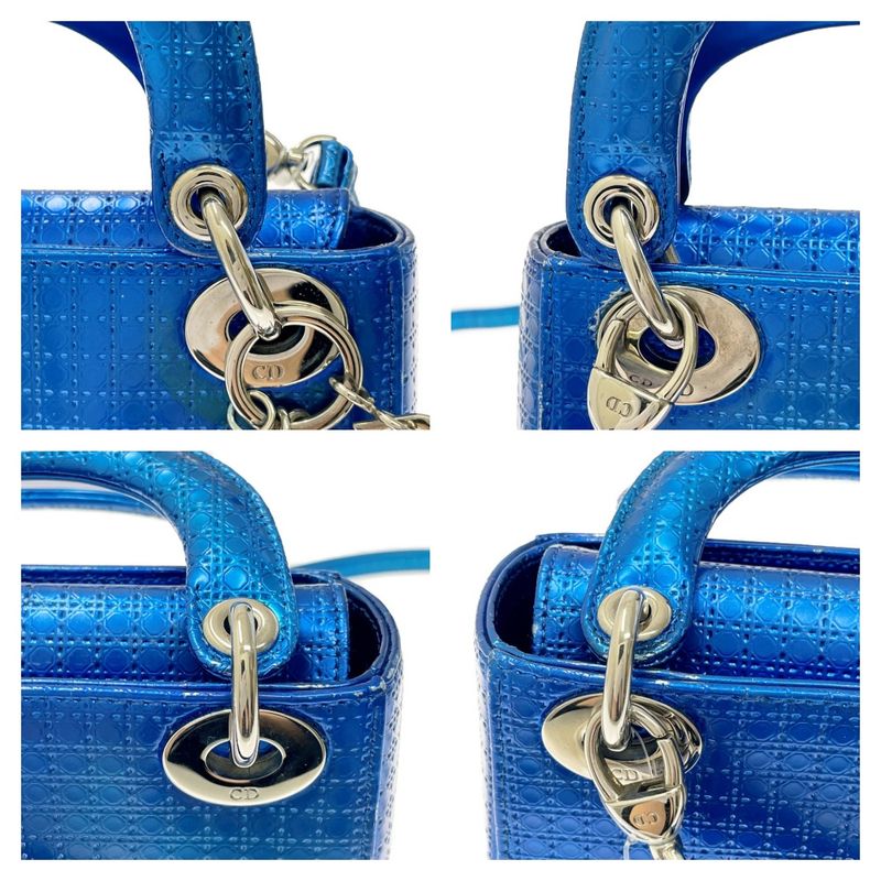 Dior Lady Dior Metallic Shoulder Bag Blue 417064 Shoulder Bag