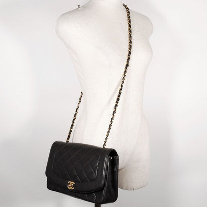 Chanel Chain Shoulder Diana A01165 Lambskin Black Ladies Shoulder Bag