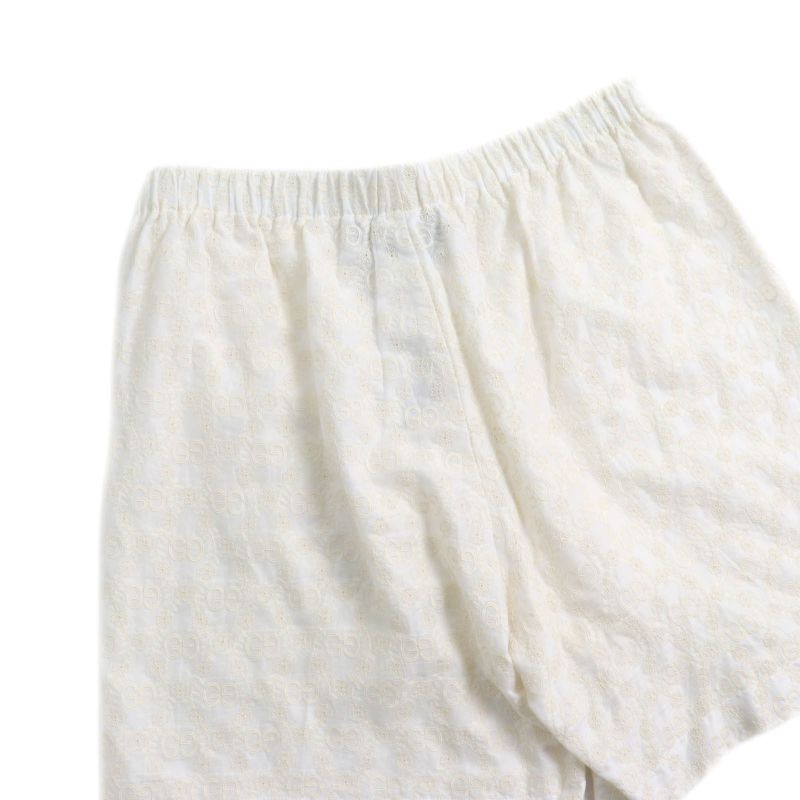Gucci 619507 100% Cotton GG Pattern Lace Shorts Bottoms Ivory 42 Made In Italy