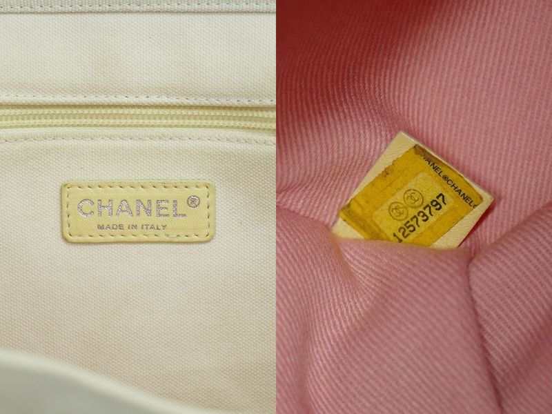 Authentic Chanel Coco Mark Miami Cruise Line Tote Handbag Canvas White Bag