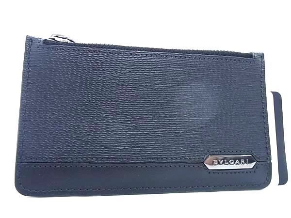 Bvlgari Pvc×leather Fragment Case Coin Case Card Case Men's Black Fc2604