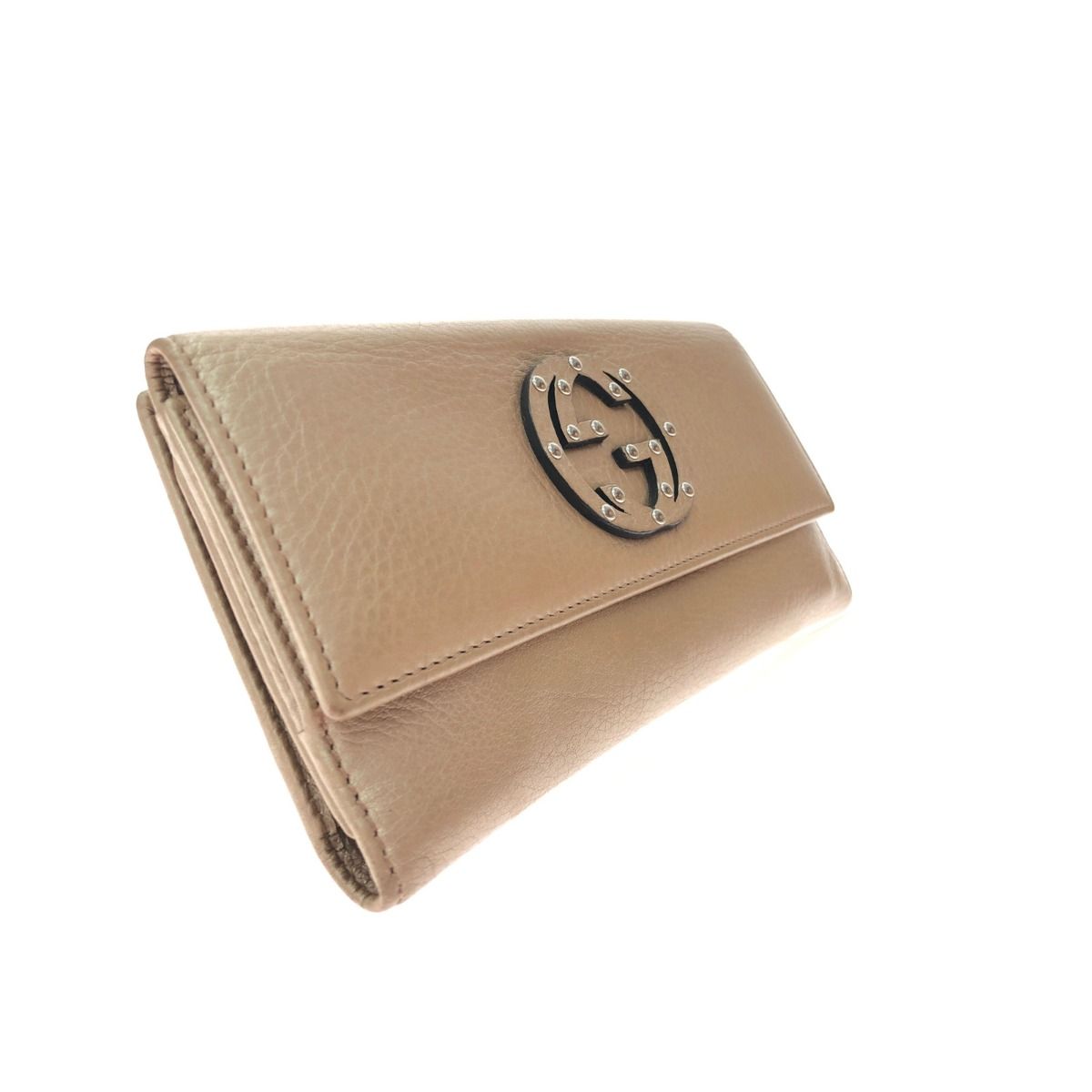 Gucci Women's Long Wallet Interlocking G W Hook Leather 231843 Beige