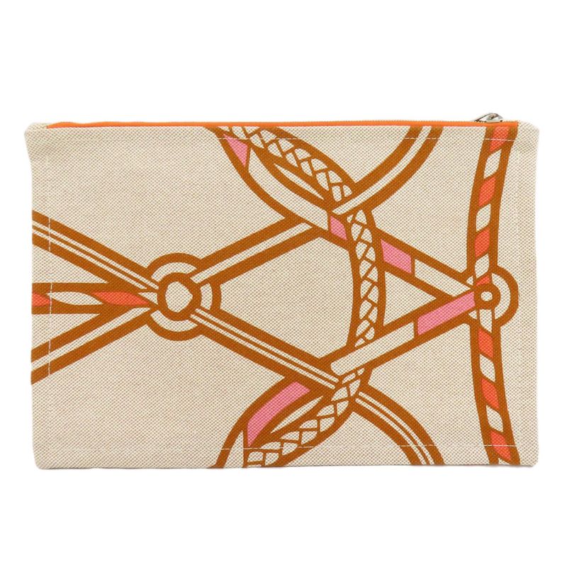 Hermes Logo Accessory Pouch Canvas Women