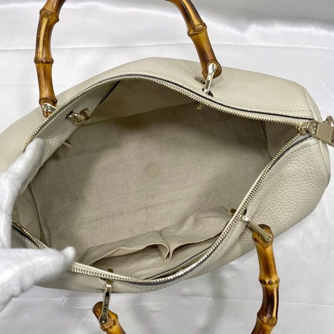 Gucci 2way Boston Bag White Bamboo 353124