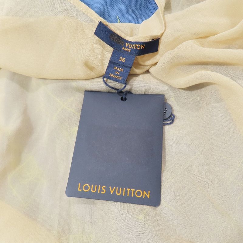 Unused Louis Vuitton Tulle Sleeveless Dress Tunic Short Length Check 36 Blue